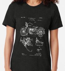 Harley Davidson Model JD Patent Poster, Motorcycle Print, Harley Davidson Poster, Motorcycle Art, Blueprint Tri-blend T-Shirt