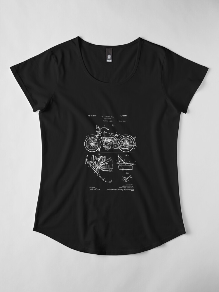 Alternate view of Harley Davidson Model JD Patent Poster, Motorcycle Print, Harley Davidson Poster, Motorcycle Art, Blueprint Premium Scoop T-Shirt