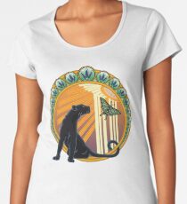 Art Deco Jaguar Flowers Women's Premium T-Shirt