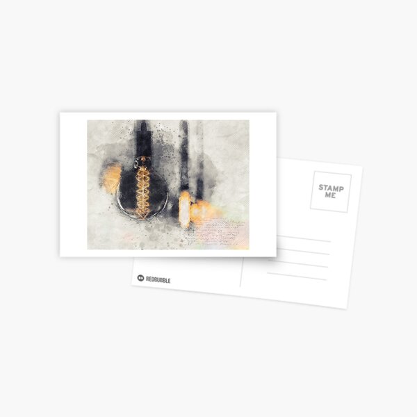 Vintage Light Bulb, Incandescent Light Bulb, Industrial Art, Gift for Electrician Postcard