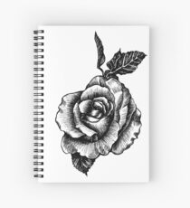 black and white tattoo rose drawing Spiral Notebook