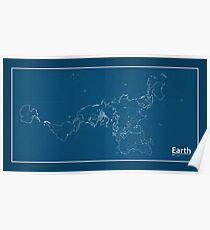 EARTH World Map Blueprint Poster