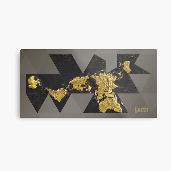 EARTH World Map Gold Metal Print
