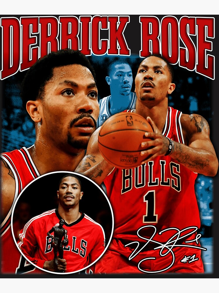 Derick Rose Chicago Bulls MVP player basketball signature poster