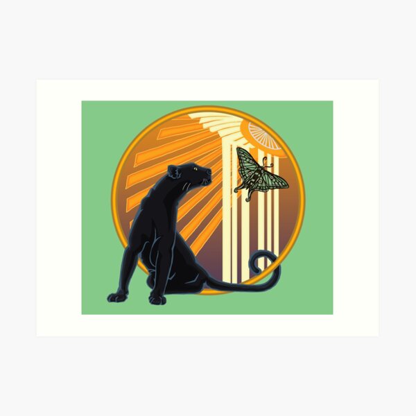 Art Deco Jaguar Plain Art Print
