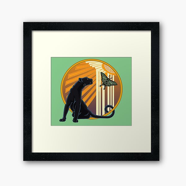 Art Deco Jaguar Plain Framed Art Print
