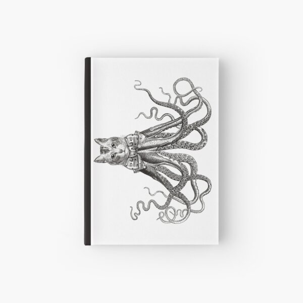 Octopussy | Half Cat Half Octopus | Hybrid Animals | Vintage Style | Black and White | Hardcover Journal