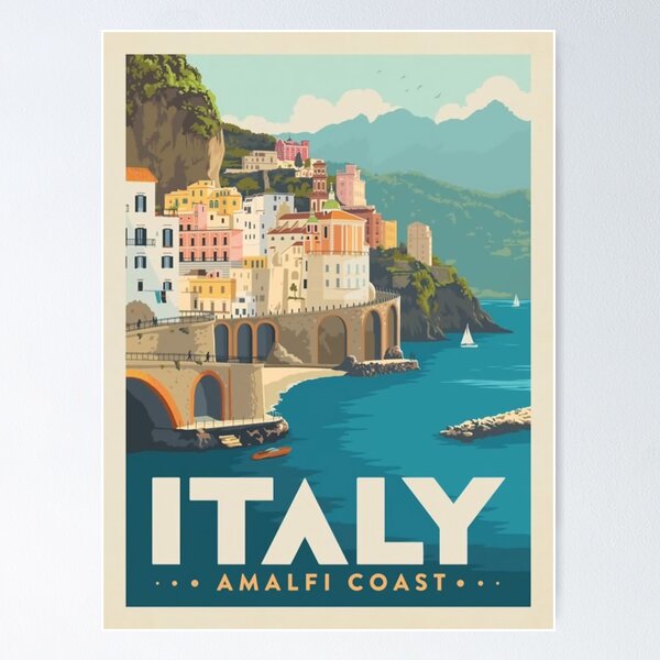 Vintage Visit To Italy Amalfi Coast Poster Poster