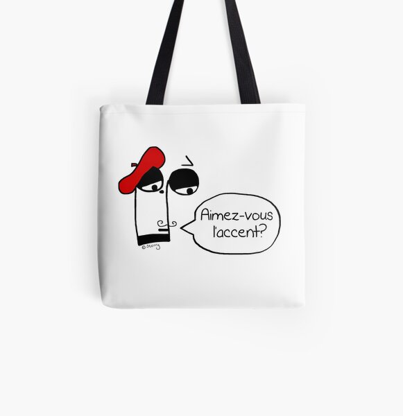 Aimez-vous l'accent? - Funny French Music Cartoon All Over Print Tote Bag