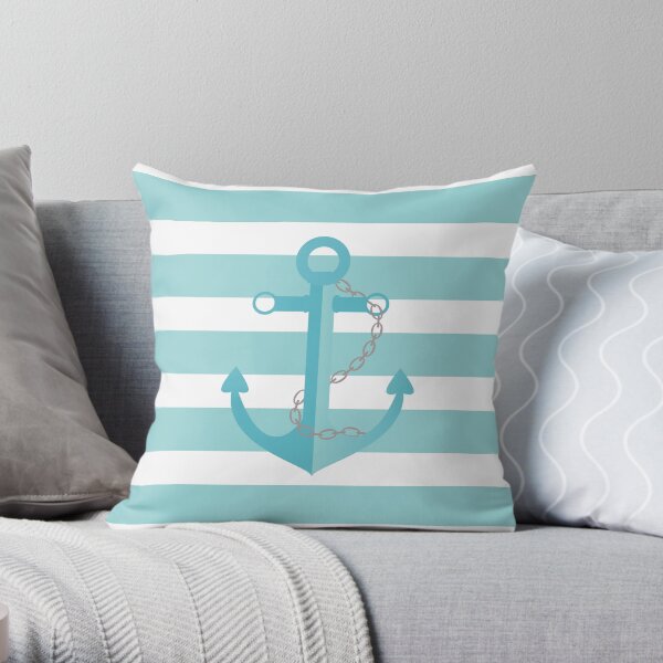 AFE Nautical Aqua Ship Anchor Throw Pillow
