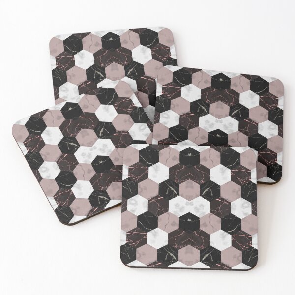 Item preview, White Pink Black Hexagon pattern designed and sold by SSK Designs.