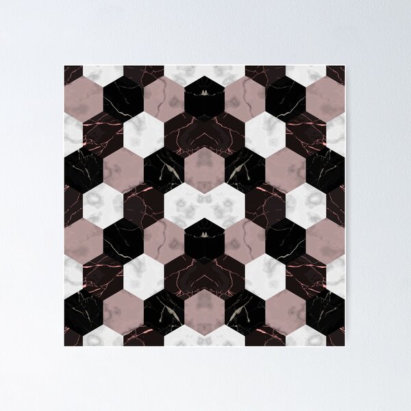 Item preview, White Pink Black Hexagon pattern designed and sold by SSK Designs.