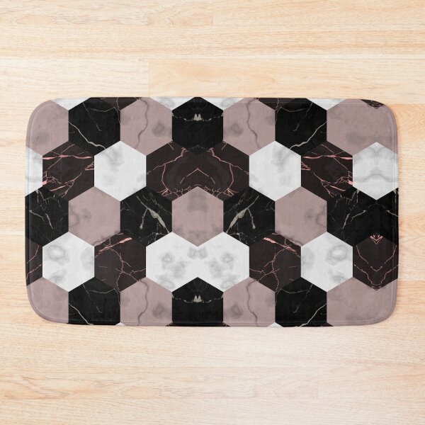 Item preview, White Pink Black Hexagon pattern designed and sold by SSK Designs.