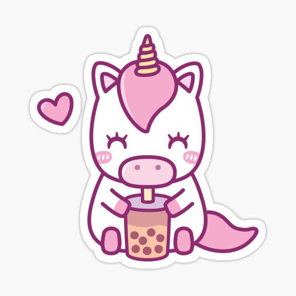 Vista previa del artículo con la obra «Lindo pequeño unicornio ama beber té de boba», diseñado y vendido por rustydoodle.