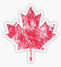 Canadian Maple Leaf Grunge Distressed Style in Red Sticker