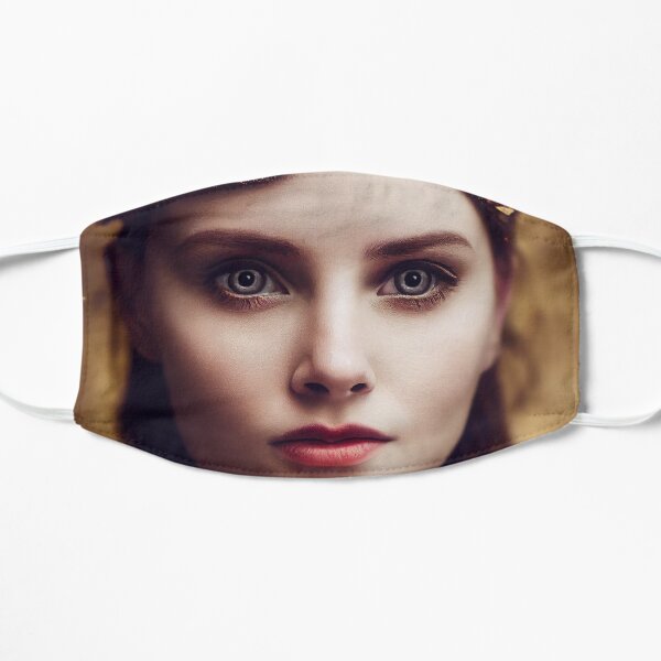 Belle femme viking nordique islandaise aux cheveux noirs avec des yeux bleus saisissants Masque sans plis