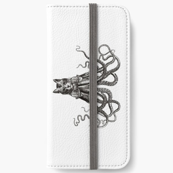 Octopussy | Half Cat Half Octopus | Hybrid Animals | Vintage Style | Black and White |  iPhone Wallet