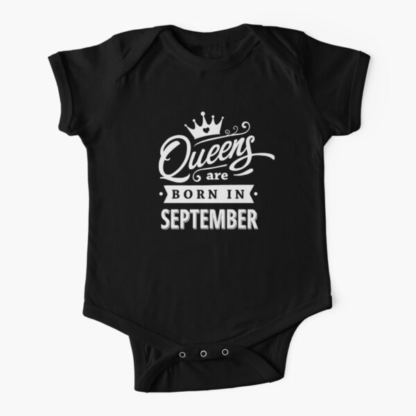 Queens are born in September - White on Black Colorable Design! Short Sleeve Baby One-Piece