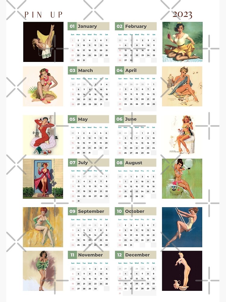 Pin Up Calendar 2023 One Page Wall Calendar 2023 Calendar 