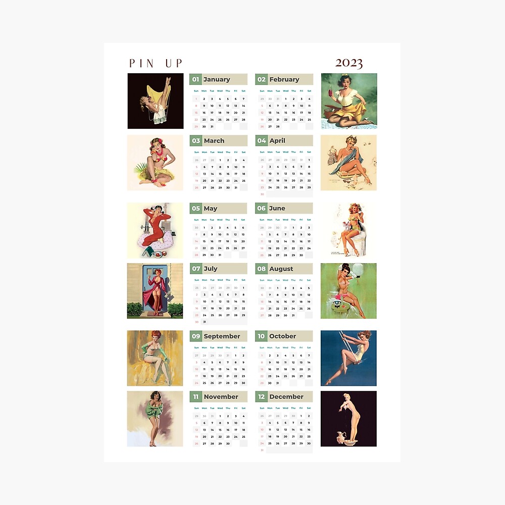 Retro Pin Ups Calendar, Model Calendars