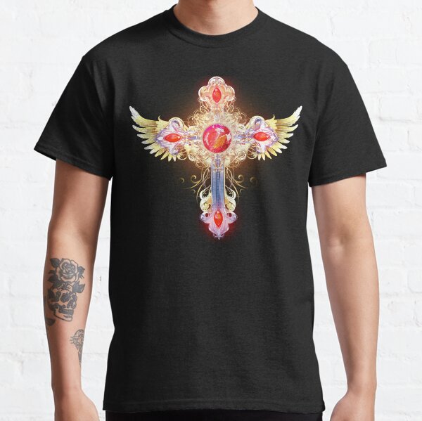 Shining Holy Golden Silver Red Ruby Cross Classic T-Shirt