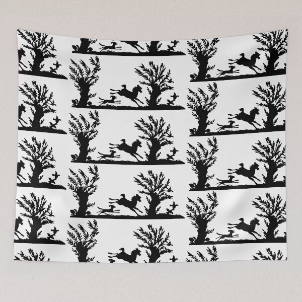 Item preview, Fairytale Germany Deer Forest Hunting Birds Ravens Papercut Silhouette Black designed and sold by G-M-Designs.