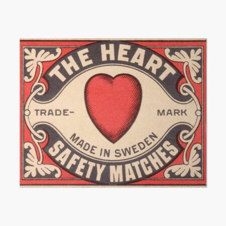 Antique Swedish Matchbox Label The Heart Art Board Print