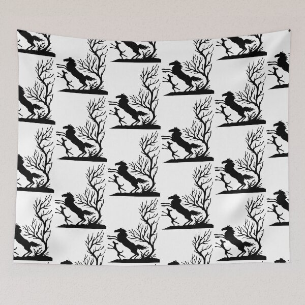Item preview, Fairytale Germany Deer Forest Hunting Birds Ravens Papercut Silhouette Black designed and sold by G-M-Designs.