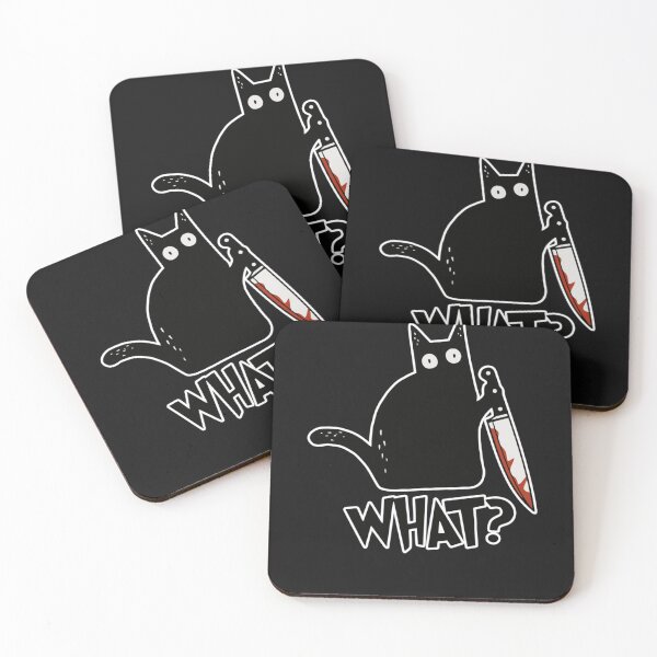 Item preview, Chat quoi Chat noir meurtrier avec couteau cadeau  designed and sold by TheresaDaniela.
