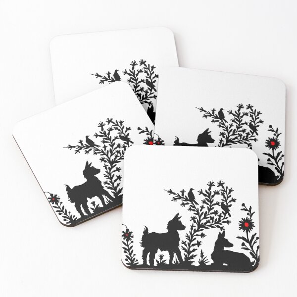 Artikelvorschau, Märchenhaftes Germany Ziege Reh Wald Vögel Raben Scherenschnitt Silhouette schwarz entworfen und verkauft von G-M-Designs.