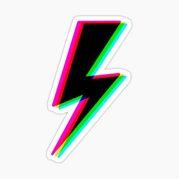 Item preview, 90s neon Glitch lightning bolt sticker designed and sold by VacantEyes.
