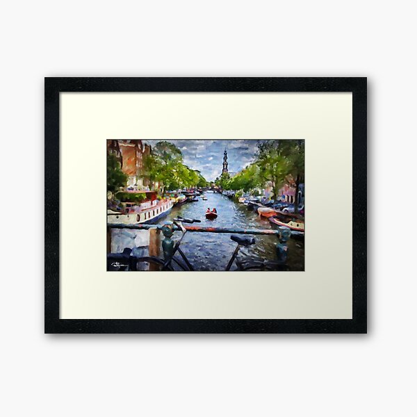 Amsterdam, Holland ⢠7/22/17 1:19pm ⢠Steeple Canal Framed Art Print