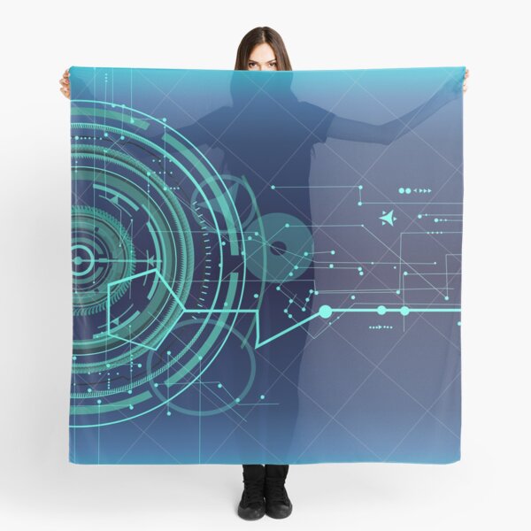 Futuristic technology abstract blue design Scarf