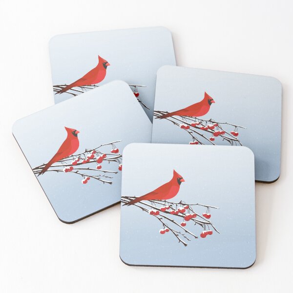 AFE Red Cardinal Coasters (Set of 4)