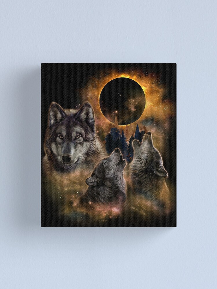 Lienzo «Tres lobos y eclipse solar, Forest Silhouette Wolf» de Fox-Republic  | Redbubble