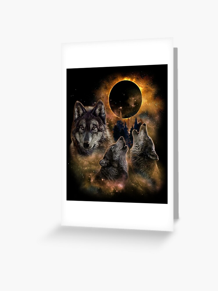 Tarjetas de felicitación «Tres lobos y eclipse solar, Forest Silhouette  Wolf» de Fox-Republic | Redbubble