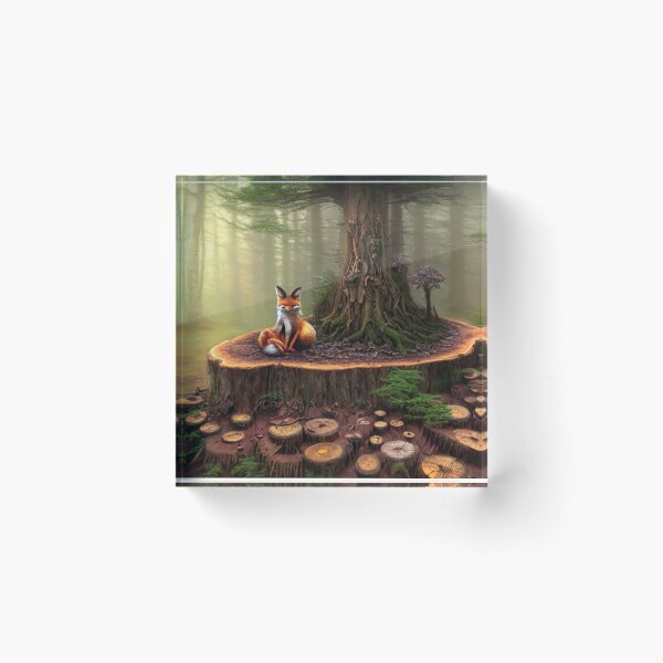 Item preview, Fox on Tree Stump designed and sold by CherryBlack.