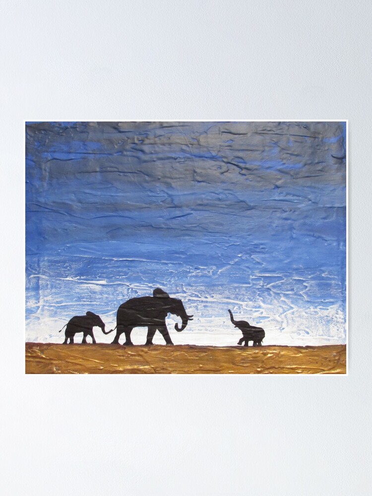 "elephant cute art home" good luck painting original handmade