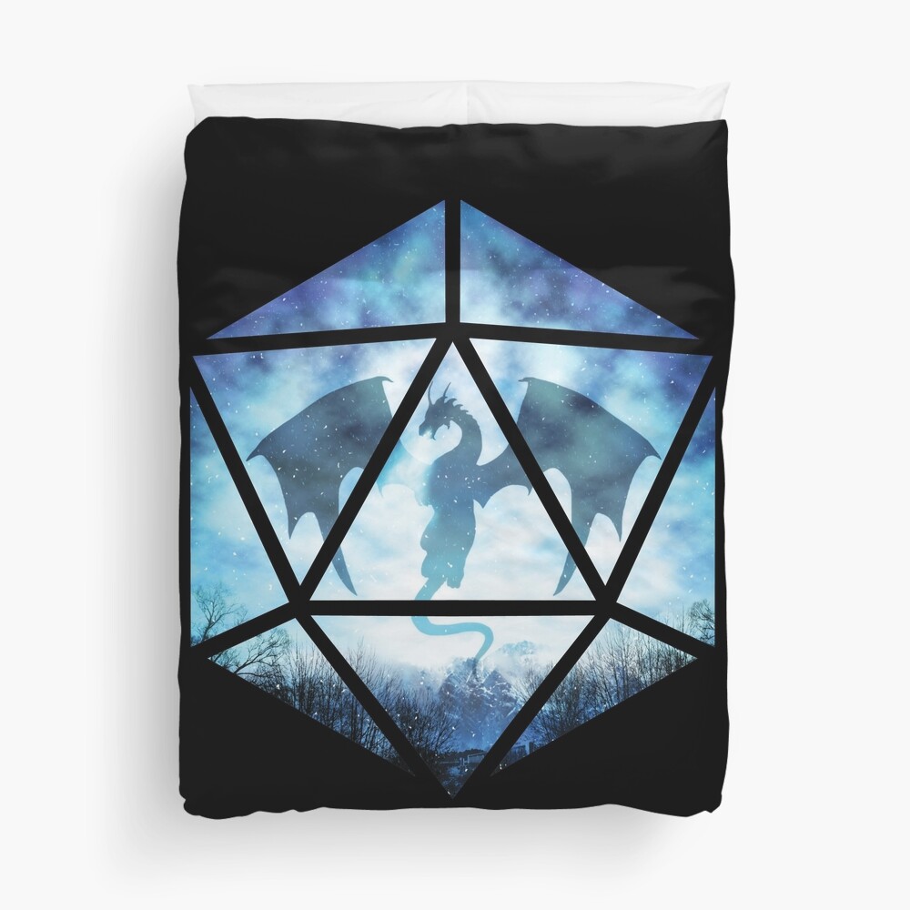 Blue Sky Ice Dragon D20 Duvet Cover