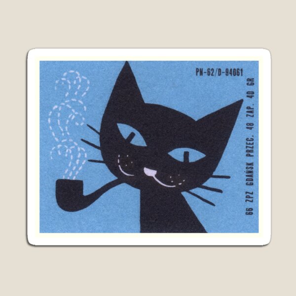 Aperçu de l'œuvre Étiquette Vintage Polish Matchbox Label Cat Smoking créée et vendue par retrographics.