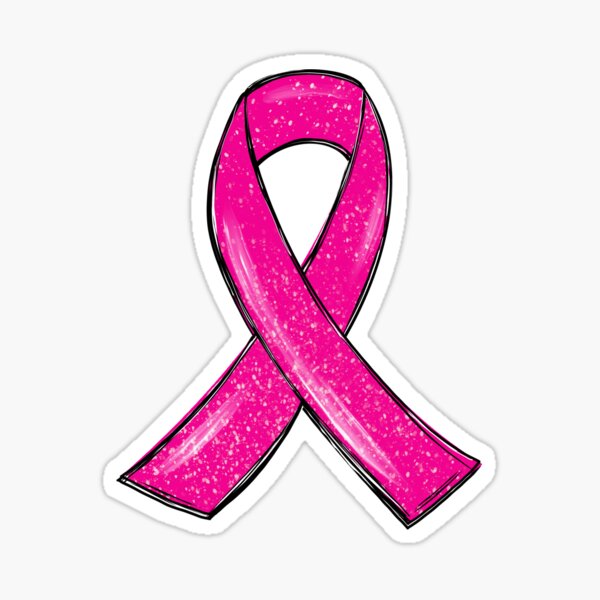 Breast Cancer Awareness Cure Ribbon Hand Drawn  Sticker