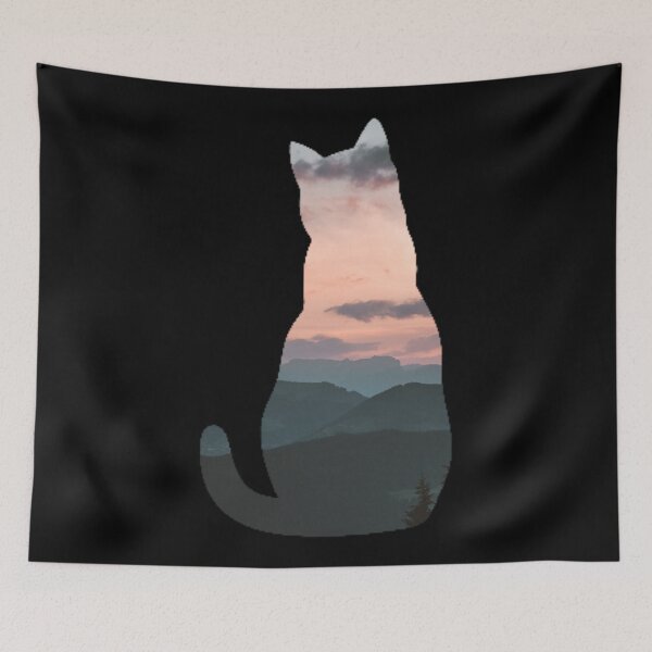 Item preview, Cat in the sunset, landscape, Cat silhouette collage, Willow Days designed and sold by avit1.