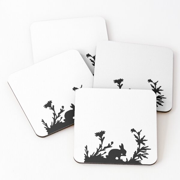 Item preview, Fairytale Germany Rabbit Flowers Easter Forest Birds Ravens Papercut Silhouette Black designed and sold by G-M-Designs.