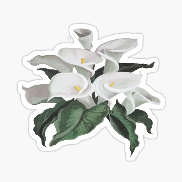 Artistic Cream White Calla Lilies Bouquet Cut Out Sticker