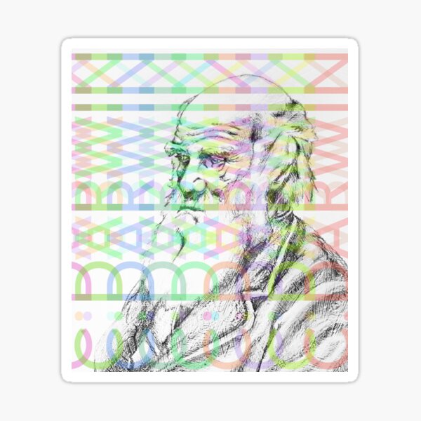 Charles Darwin Coloured Sticker