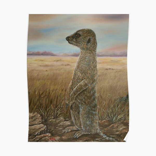 "Meerkat Sentry" - Oil Painting Poster
