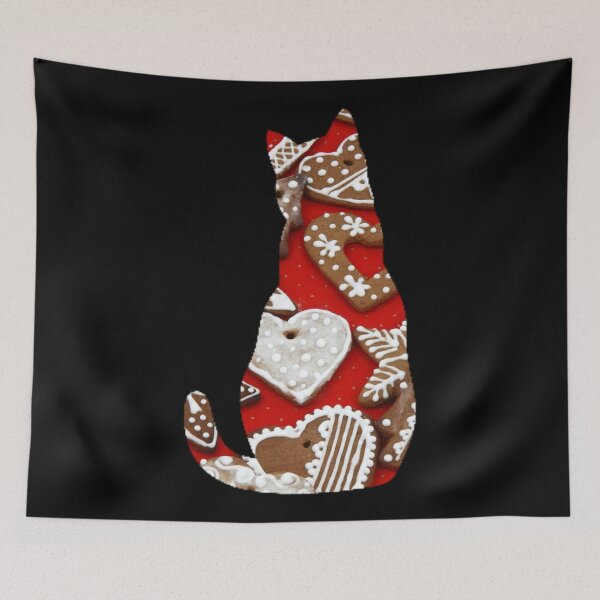 Item preview, Cat in ginger bread, Christmas, Cat silhouette, collage, Willow Days designed and sold by avit1.