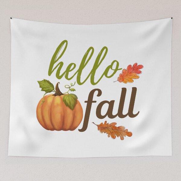 Item preview, Hello Fall - Autumn, Pumpkin, Twig and Leaves designed and sold by MyArt23.