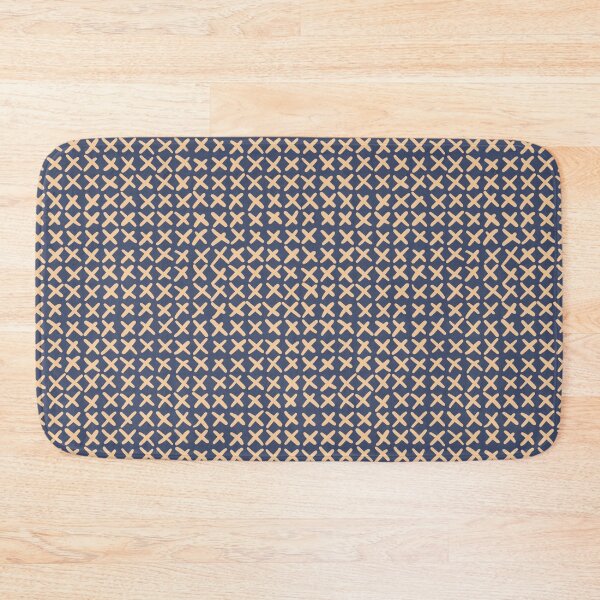 Item preview, Deepest steel blue and mellow cream Lines and obliques Joining together in geometric imperfection to create a faux Crosstitch pattern designed and sold by FrancesPoff.