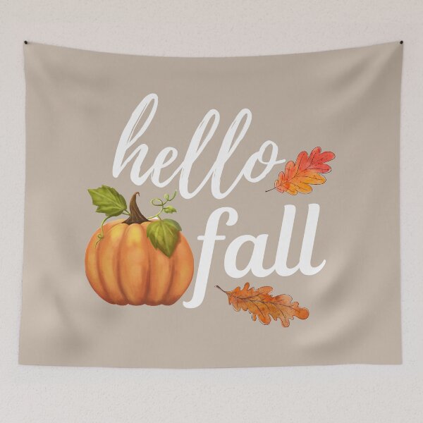 Item preview, Hello Fall - Autumn, Pumpkin, Twig and Leaves designed and sold by MyArt23.
